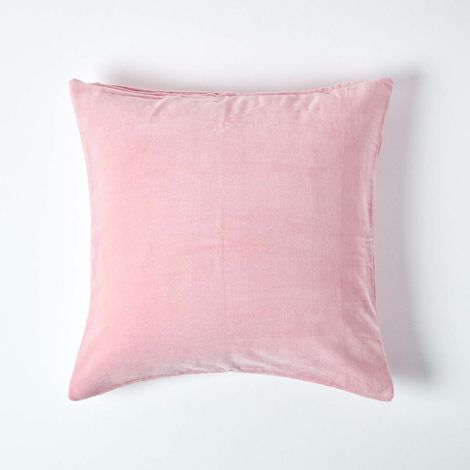 HOMESCAPES Pink Velvet Cushion Cover, 60 x 60 cm