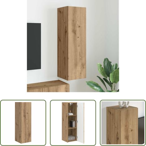 Wandregal Eiche -  TV-Wandschrank Kunsthandwerk Eiche 30 x 31 x 100 cm (1/5)