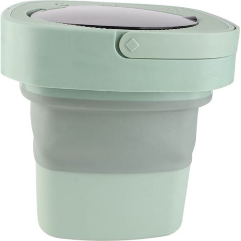 Lavadora portátil plegable, capacidad de 6,5 l, automática con función de lavado y centrifugado, ciclo delicado, 100–240 V, con manguera de agua de TPE/PP, 1521 g, enchufe europeo, color verde, 2 cubo (1/5)
