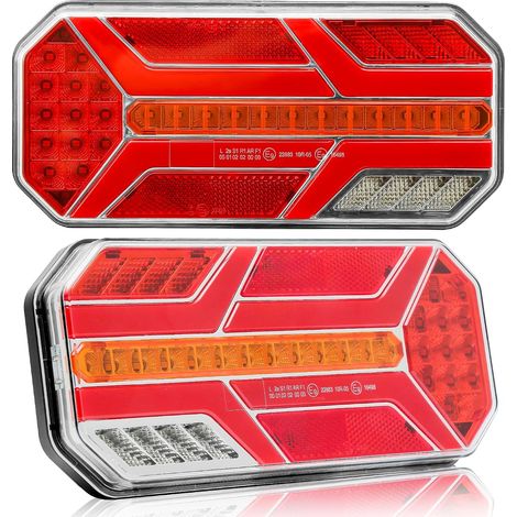 Feux Arriere Remorque Feu de Remorque Led 12V 24V Feux Remorque Étanche 7 Fonctions Feu de Recul Antibrouillard/Led Arrière/Stop/Clignotant/Plaque/Réflecteur (1/5)