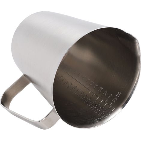 Tasse à mesurer avec bec verseur gradué en acier inoxydable 304, facile à nettoyer, pichet à lait pour la cuisine et le café, 1500 ml (1/5)