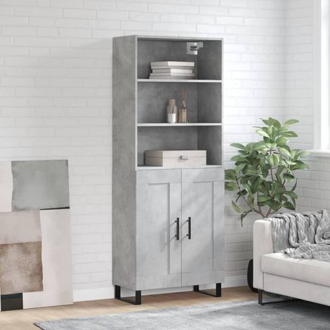 Buffet haut,Buffet de salon,Commode Meuble de rangement,Style Industriel Gris béton 69,5x34x180 cm Bois d'ingénierie VNWE729006 (1/5)