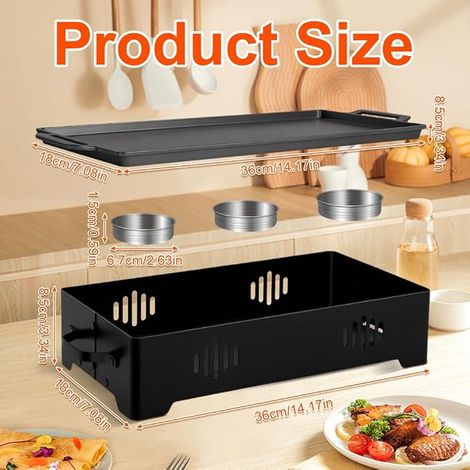 BBQ Hot Plate, BBQ Warming Rack, Food and Grilling Food Warming Container, BBQ Warmer, Aluminum Griddle (1/3)