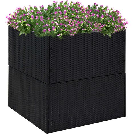 Pflanzkübel Schwarz 80x80x80 cm Poly Rattan