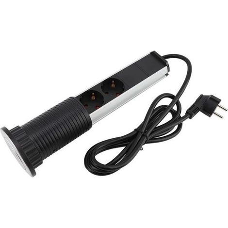 Bloc Escamotable Encastrable 3 Prises 2 USB Plan de Travail Cuisine Bureau (1/4)