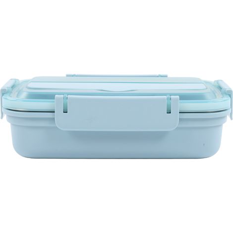Edelstahl-Lunchbox mit 4 Fächern, geruchsneutrales, tragbares Mittagessen für Schüler und Erwachsene, blaue Lunchbox mit Fächern (1/5)