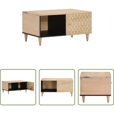 Rangement salon - Table basse 80x50x40 cm bois de manguier massif (1/5)