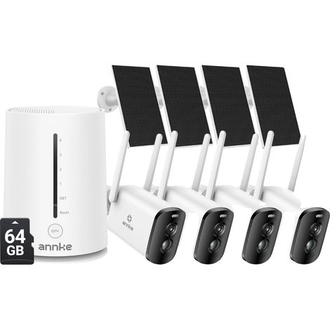 Système de caméra de sécurité, résolution 4MP, fonctionnalité panoramique et inclinaison, 5200mAh 4Pcs 64G (1/2)
