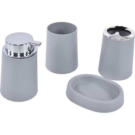 Ensemble Salle de Bain Multifonction en Acier Inoxydable Gris - Accessoires Pratiques et Confortables (1/5)