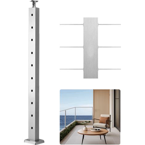 VEVOR Ringhiera per Recinzione da Balcone 914x108x68 mm da Giardino Balcone Ponte in Acciaio Inox, Kit di Palo per Balaustrata da Terrazza, Argento, 1JZLGZXYS914I4BDB001V0