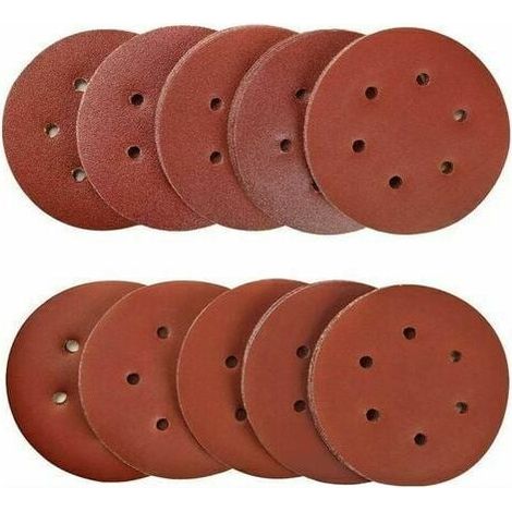 100 Pièces 150mm disques abrasifs Disque de Ponçage Disques Abrasifs 40/80/120/180/320/600/800/1000/1500/2000 Grain Idéal pour Poncer/ Polir/ Dérouiller pour ponceuse excentrique de 6 trous B-- (1/5)