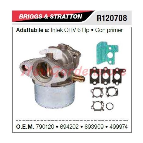 Carburatore a vaschetta Briggs tagliaerba tosaerba rasaerba INTEK OHV 6 HP R120708 790120