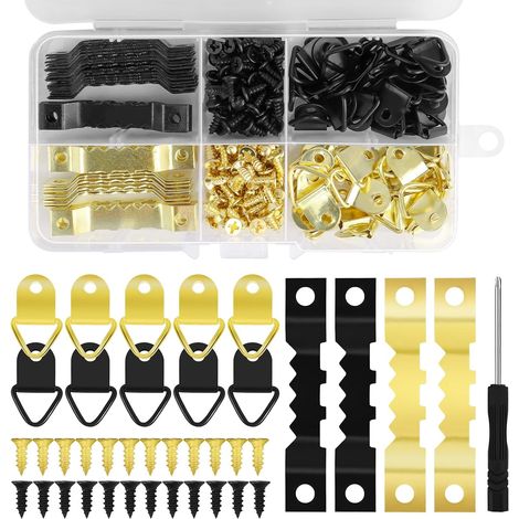 Kit de 251 piezas para colgar cuadros, ganchos para marcos, fijaciones con destornillador y tornillos, para marcos de fotos, decoración colgante de muebles. (1/5)
