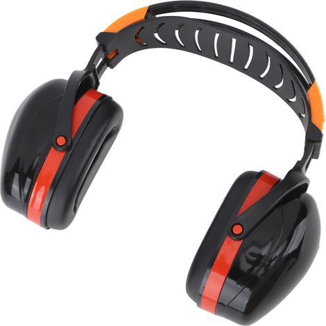 Casque antibruit pliable et léger pour une protection auditive optimale lors du jardinage, du tir et de la tonte de pelouse (noir et rouge). (1/5)