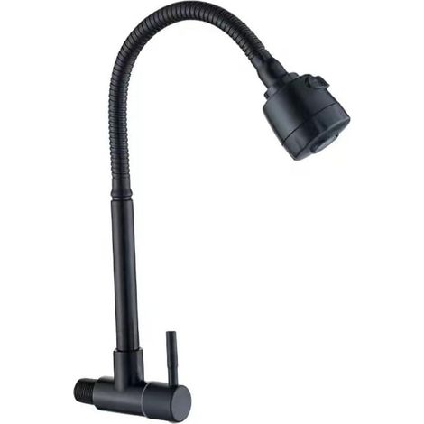 Sollbry Robinet de cuisine monotrou pour eau froide, robinet d'évier en acier inoxydable, flexible d'alimentation en eau froide, fixation murale (1/5)