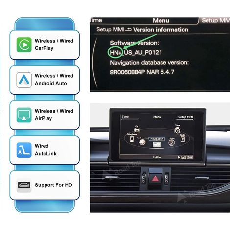 Modulo CarPlay wireless, compatibile con Audi A6 e A7, supporta formati multimediali digitali, 12-15 ore (1/2)
