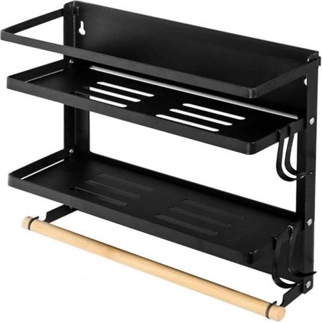 Kühlschrankregal, Küchenregal ohne Bohren mit Küchenrollenhalter, klappbares, wandmontiertes Gewürzregal für Kühlschrank, Küchen-/Badezimmerwand (1/5)