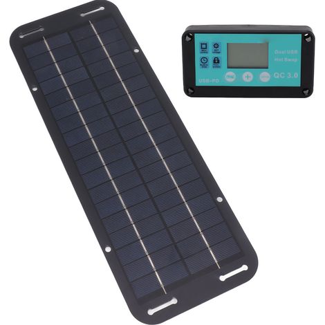 Panneau solaire 20 W, cellule solaire noire avec contrôleur MPPT étanche pour camping-car, maison, véhicule, voyage et camping (1/5)