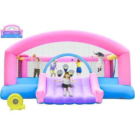 Hüpfburg - Château de saut pour enfants avec toboggan et mur d'escalade, ventilateur inclus, matelas à rebondir intérieur et extérieur pour enfants de 3 à 10 ans - 274 x 310 x 218 cm (1/5)