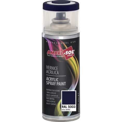Vernis peinture Acrylique Multi-Usage, Peinture Brillante pour Intérieur et Extérieur, Adapté a Tous Type de Matériau, Aérosol En Fer-Blanc Recyclable de 400 ml, Bleu Saphir (1/5)