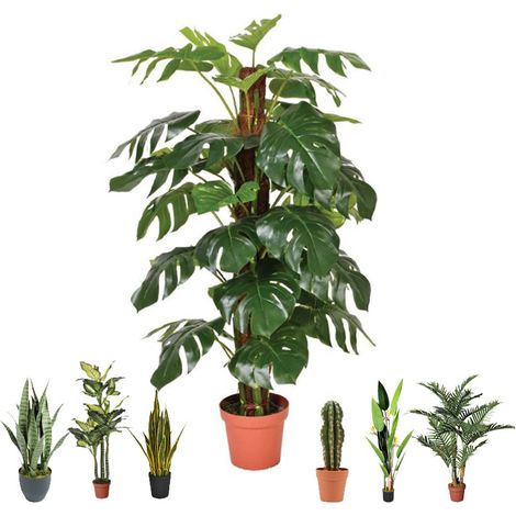 Künstliche Monstera 135 cm mit Topf Plastikpflanzen zur Gartendekoration für Innen- und Außenbereiche