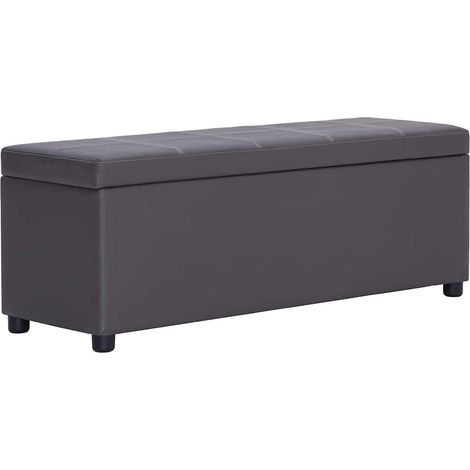 vidaXL Banco con espacio de almacenaje 116 cm cuero sintético gris (1/5)