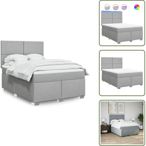Boxspringbett mit Matratze Hellgrau 140x200 cm Stoff - Boxspringbett - Boxspringbetten - Bett - Betten (1/5)
