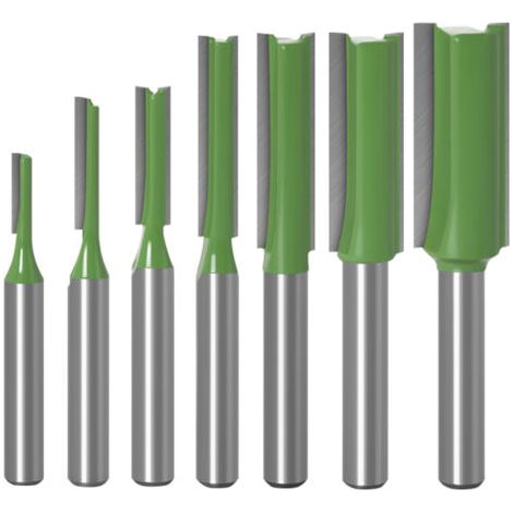 Ensemble de 7 fraises à défoncer, queue de 6,35 mm (1/4 pouce), diamètres disponibles : 3, 4, 5, 6, 8, 10 et 12 mm, à deux dents, pour le travail du bois. (1/5)