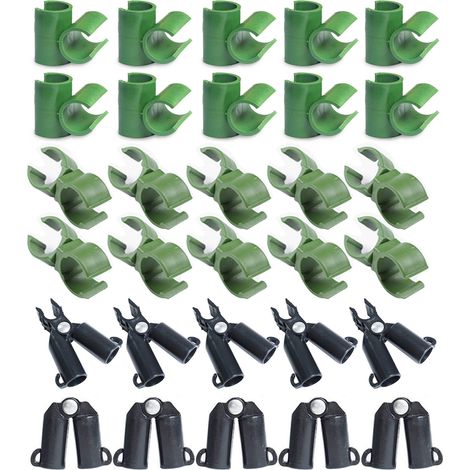 [Mano] Sistema de soporte para plantas C1, juego de 35 piezas, soporte ajustable con listones de 16 mm, PP negro (1/5)
