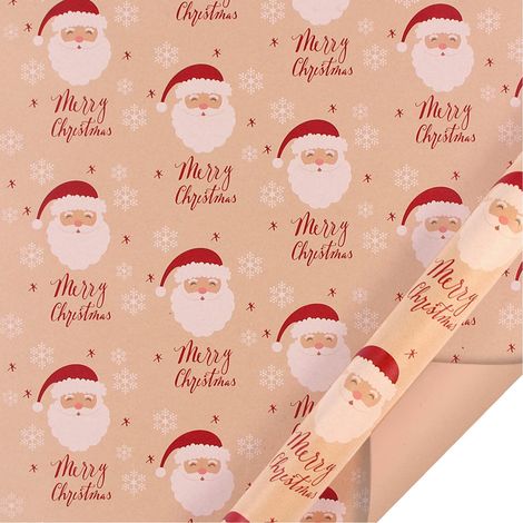 Papier d'emballage cadeau - Papier kraft vintage 50 x 70 cm - Pour emballage cadeaux fêtes Noël anniversaires - Lot de 1 (1/2)