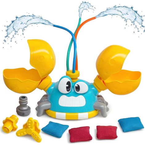 Crab Sprinkler with Throwing Bags, Children's Garden Water Game  3 in 1 Summer Toy with 3 Jet Modes, Built-in Cornhole Play, Universal Hose Connector, Ideal for Garden and Backyard (1/5)