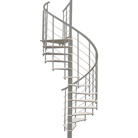 Minka Spindeltreppe Fusion 37 - 295cm Geschosshöhe Weiß Grau 160cm Durchmesser (1/5)
