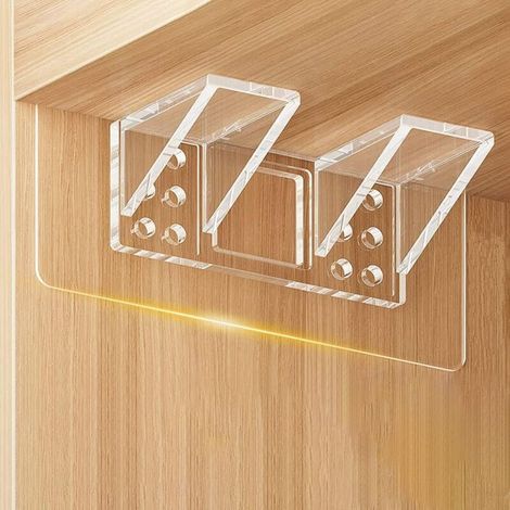 6 Pcs Self Adhesive Shelf Brackets, 15x7cm Double Shelf Support Pegs, Transparent Shelf Adhesive Brackets, No Drilling Adhesive Wall Brackets for Shelves Closet Wardrobe (1/5)