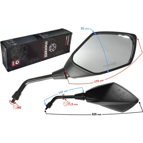 Specchietti retrovisori per scooter R+R (diametro filettatura 8 mm) con omologazione (1/3)