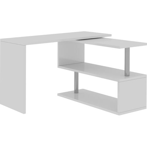 Scrivania con Gamba ad S Girevole 120/65x50x75 cm Volta Bianco Lucido (1/5)
