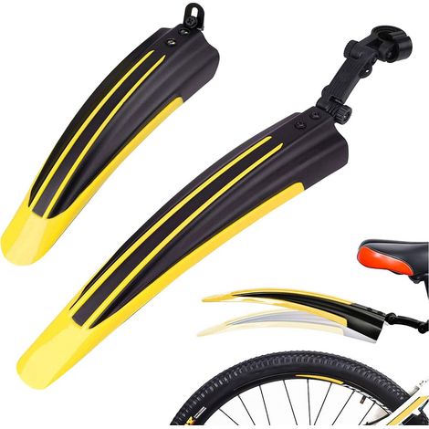 Garde-boue Vélo VTT VTC Kit de Garde-Boue Avant et Arrière Réglable Amovible Protection Éclaboussure Boue Pluie pour Cyclisme Route Ville 20 22 24 26 Pouces (1/5)