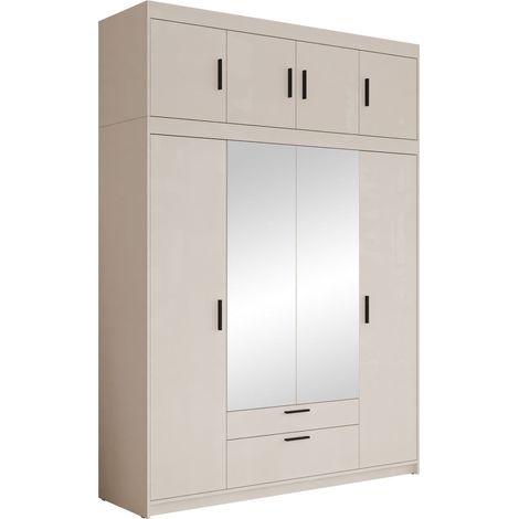 Armoire Novduni 109, Beige, 246x177x53cm, Portes d'armoire: Avec des charnières, Nombre d'étagères: 8 (1/4)
