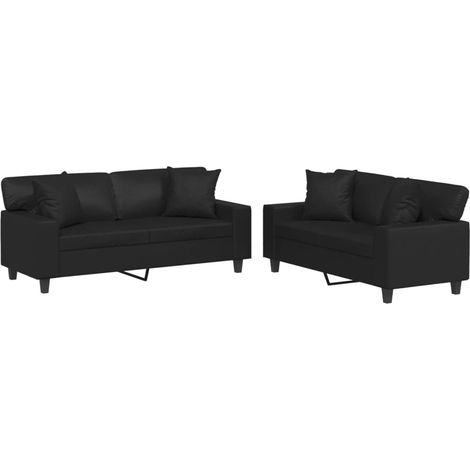 Maison Exclusive - Set di Divani 2 pz con Cuscini Nero in Similpelle