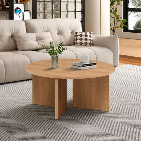 Table basse ronde 90x42 cm effet chêne - ARILO