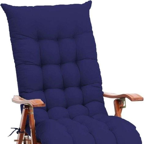 Coussin de chaise longue de couleur unie doux et confortable avec corde à nouer pour jardin, extérieur, intérieur/canapé/tatami/chaise à bascule (bleu, 110 x 40 cm) (1/4)