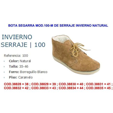 bota segarra finstock mod.100 serraje invierno natural talla 37