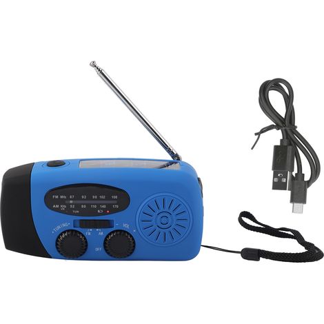 Eosnow Handkurbel-Solarradio, multifunktionales Notfall-LED mit Taschenlampe für Outdoor-Camping, Blau, Europa