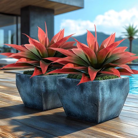 Plante artificielle d'agave rouge – Feuillage réaliste résistant aux UV – 22 feuilles incurvées – Décor intérieur et extérieur – Idéale pour maison et bureau (1/5)