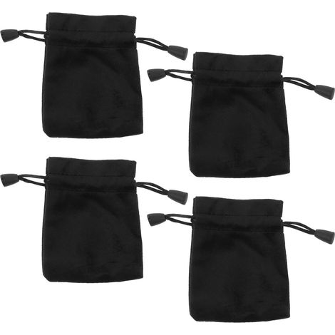 4-teiliges Set aus schwarzem Samtbeutel mit Kordelzug, Schmuckbeutel und Geschenktüte, leicht und tragbar, für Würfel und Kekse, Partys und kleine Verpackungen (1/5)