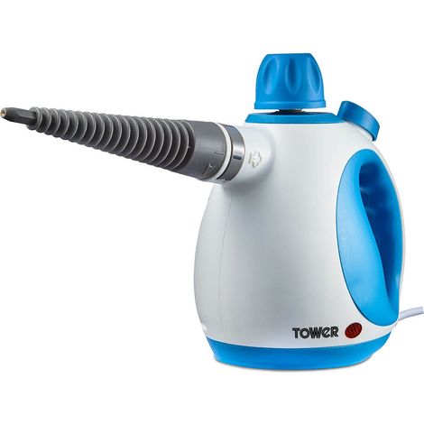 Tower THS10 Handheld Steam Cleaner, Includes Crevice Tool, Flexible Hose, 1050 W, Brush Tool, Microfiber Cloth, Blue, 250 ml Capacity (1/5)