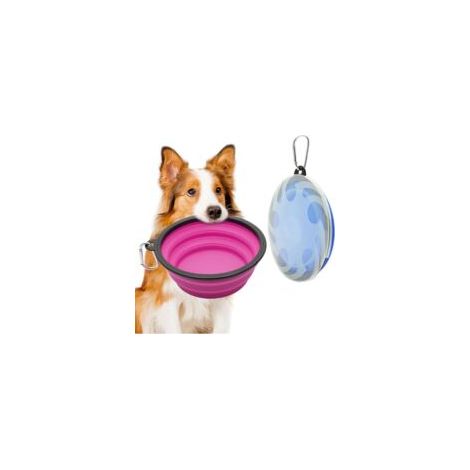 Set mit 2 großen, faltbaren Hundenäpfen 1000 ml / 35 oz - Tragbare Wassernäpfe mit Deckel - Futternäpfe für Haustiere für Reisen und Wanderungen (Rot + - Crezuo) (1/4)