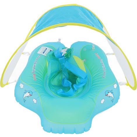 Bouée bébé avec double coussin gonflable anti-retournement et pare-soleil