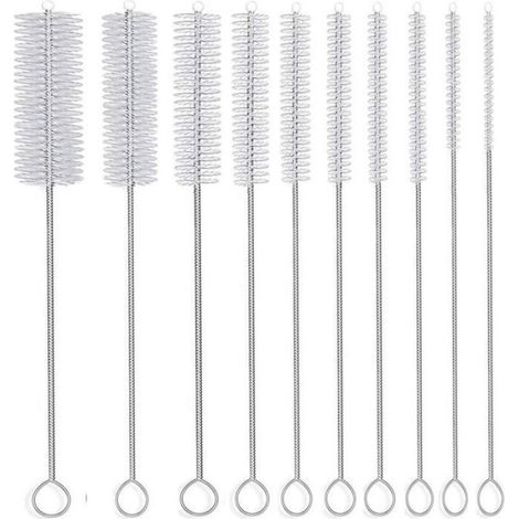 Lot de 10 Brosse longue, Nylon, 20,8 cm, 10 diamètres, Pailles, Bouteilles (1/3)