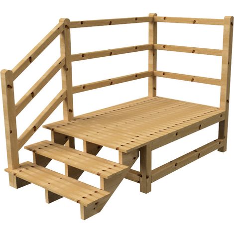 MILANO Außentreppe 3 Stufen H54 cm - Podest L189 x B120 cm - Treppengeländer links - Podestgeländer links und hinten