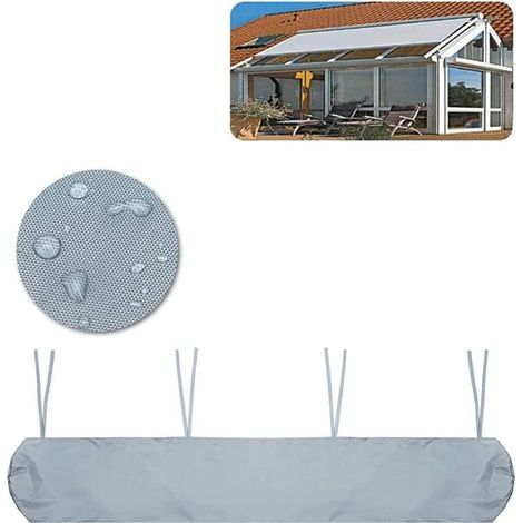 Auvent de jardin gris de 3,5 m, sac de rangement anti-UV et anti-poussière.